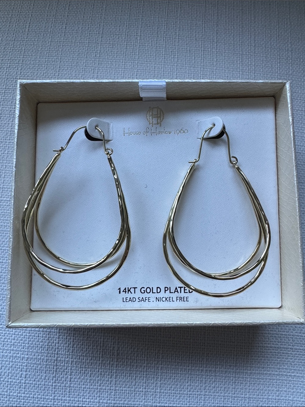 House of Harlow 1960 Gold Layered Teardrop Hoop Earrings